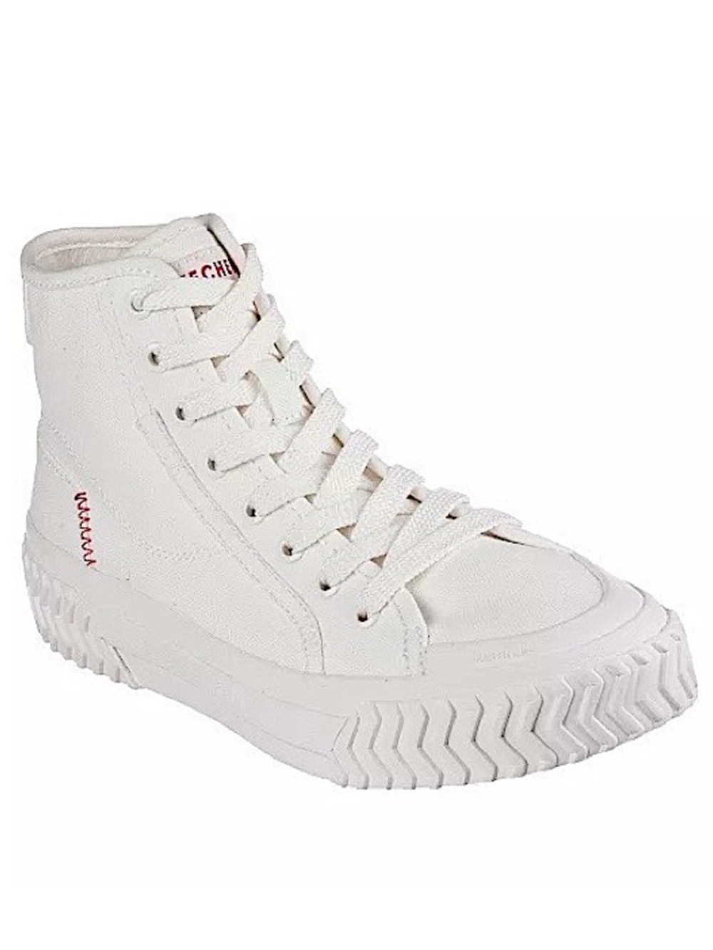 SKECHERS WHITE CANVAS HIGH TREAD CASUAL SNEAKER